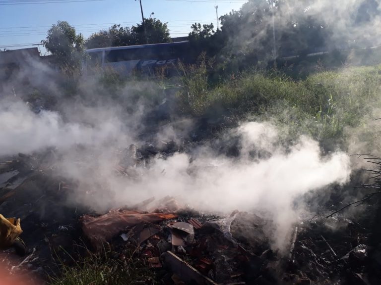 Fogo em mato quase atinge animal preso em terreno no Ipiranga