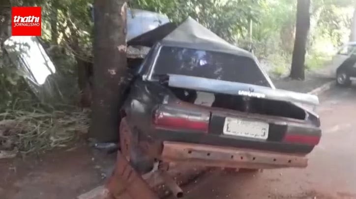 Adolescente perde controle de carro e bate em árvore na zona Sul