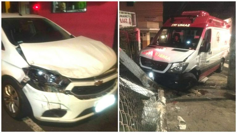 SAMU é atingido por carro em cruzamento no centro de Ribeirão