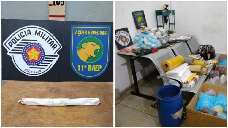 BAEP localiza “refinaria”de drogas e apreende explosivo na Favela do Simioni