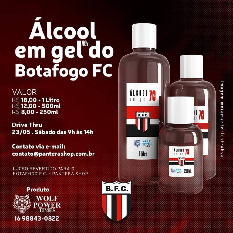 Botafogo anuncia a venda de álcool em gel personalizado em sua loja oficial