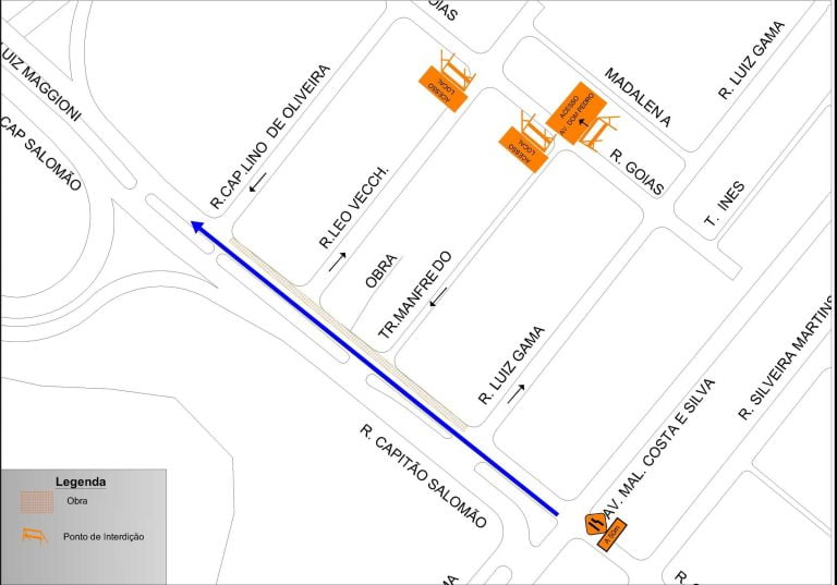 Avenida Capitão Salomão terá trecho interditado nesta terça-feira (13)