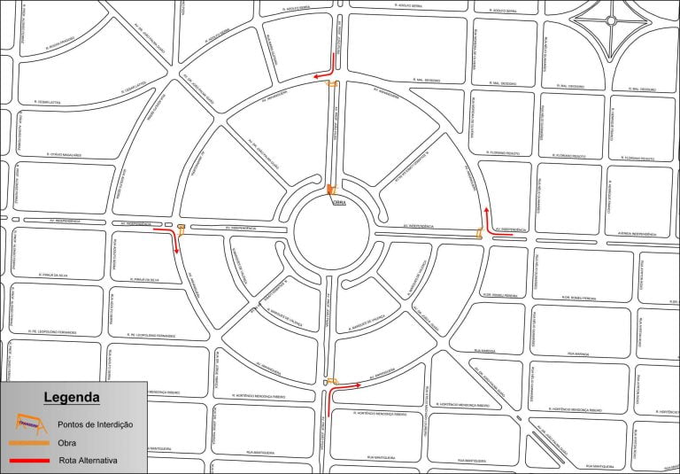 Transerp anuncia interdição dos acessos à rotatória entre as avenidas Independência e Professor João Fiúsa