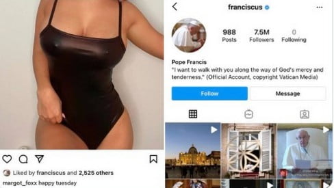 Instagram do Papa curte foto sensual de outra modelo