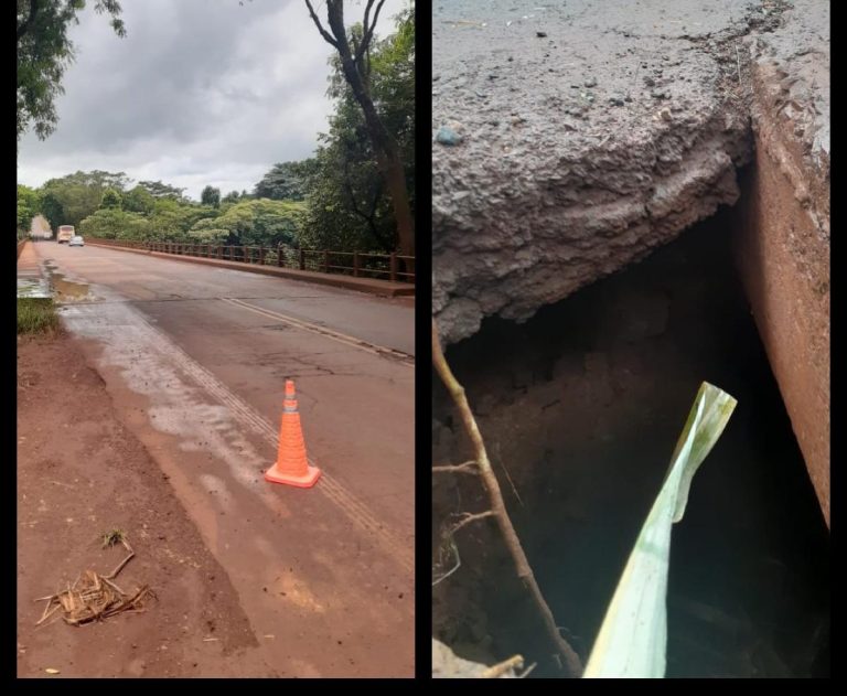 Ponte é interditada após cabeceira ceder em trecho sobre o Rio Pardo