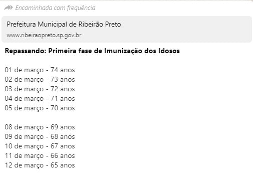 Fakenews | Lista de vacinação divulgada no whatsapp é falsa