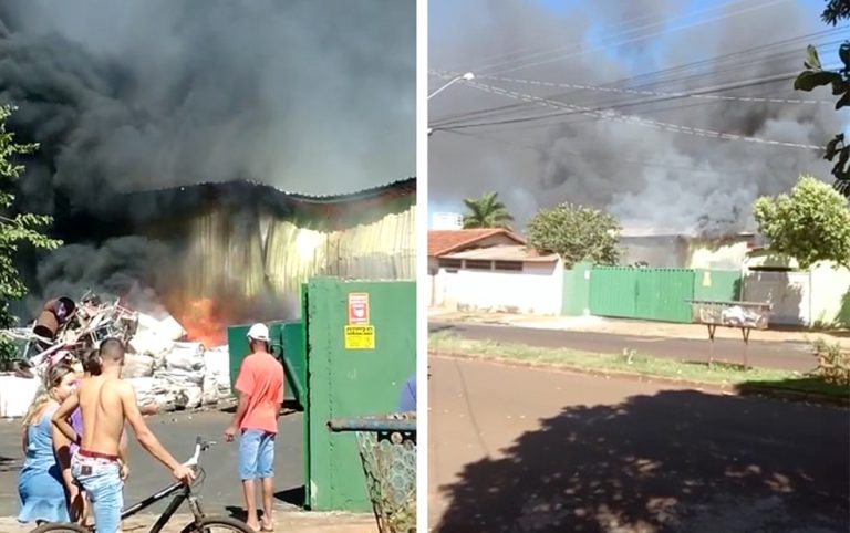 Vídeo | Cooperativa de reciclagem é atingida por incêndio em Orlândia
