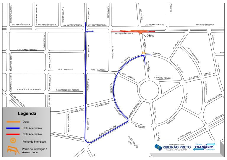 Trechos das avenidas Itatiaia e Independência estão interditados para obras de mobilidade