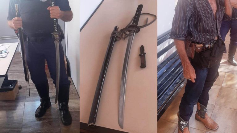 Homem é detido por andar com espada de samurai nas costas em Araraquara