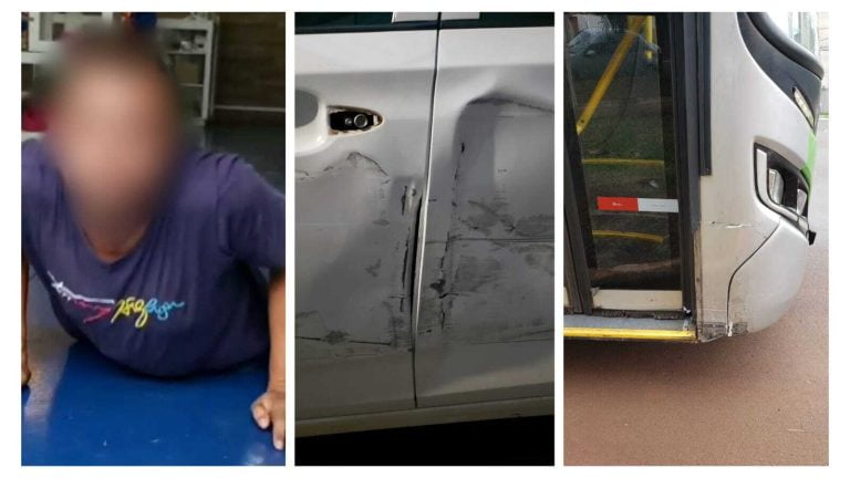 Motorista embriagado colide ônibus em carro estacionado na avenida Caramuru