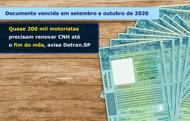Quase 200 mil motoristas precisam renovar CNH até o fim do mês, avisa Detran.Sp
