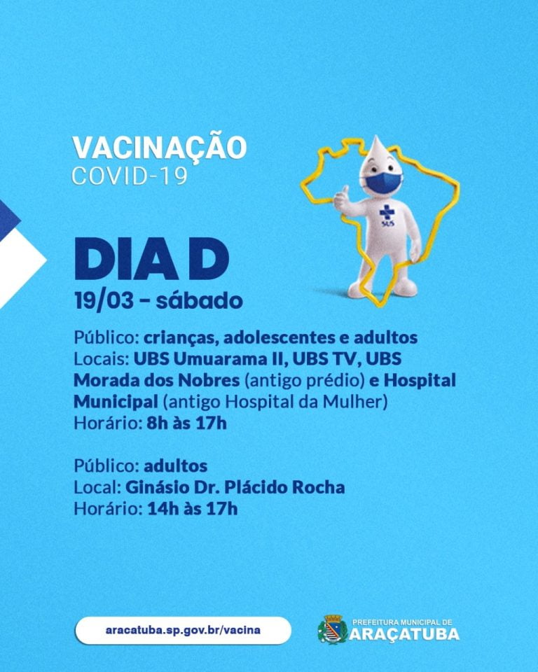 Araçatuba fará no sábado um Dia D de vacinação contra a covid-19