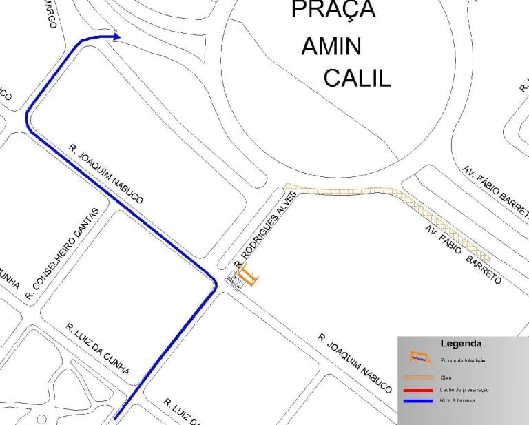 Trecho da rotatória Amin Calil será interditado nesta segunda-feira (23)