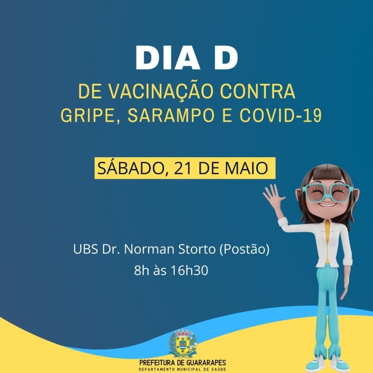 Amanhã, em Guararapes, tem Dia D de vacinação contra sarampo, covid-19 e gripe