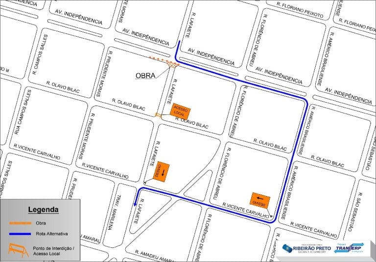Acesso à rua Lafaiete pela avenida Independência será interditado