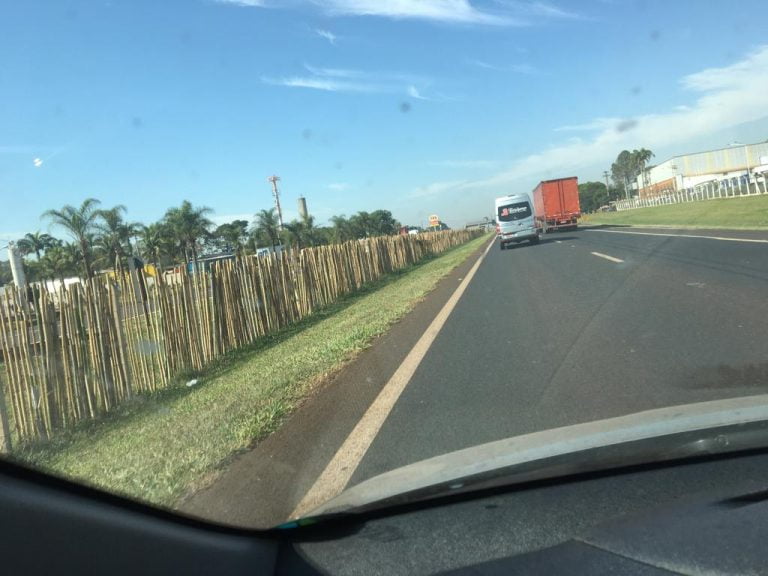 Para evitar furtos: Concessionária improvisa barreira com bambus na Anhanguera