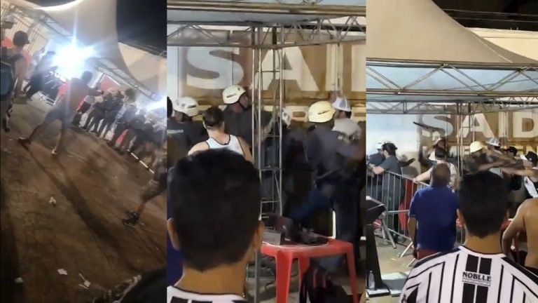 Vídeo mostra confronto entre a PM e torcida organizada do Comercial durante o Come-Fogo