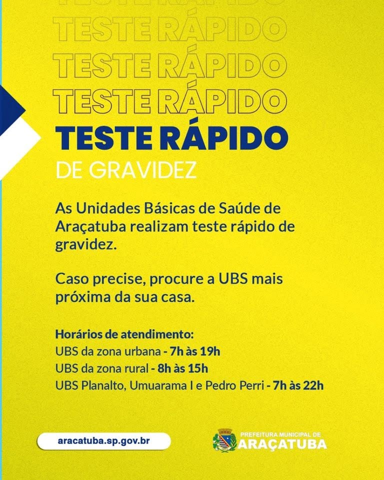 UBSs de Araçatuba contam com a realização de testes rápidos de gravidez