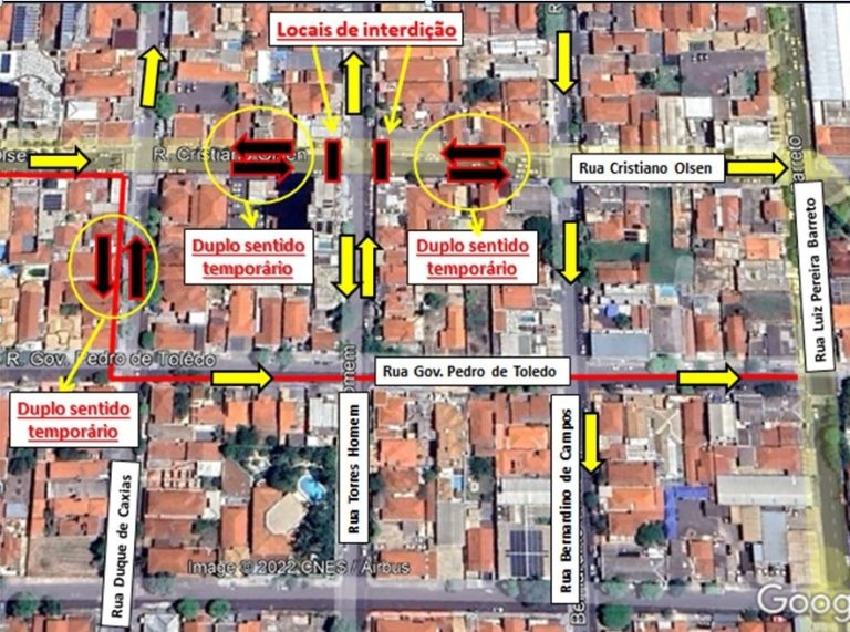 Rua Cristiano Olsen, na região central de Araçatuba, será interditada para a reconstrução de sarjetões