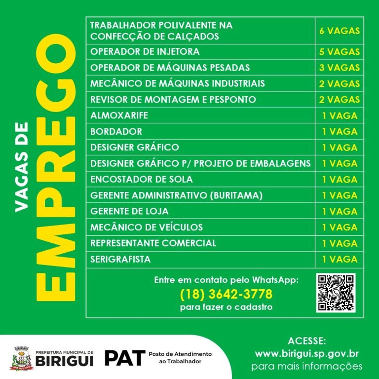 PATs de Penápolis e Birigui estão com vagas disponíveis em diversas funções diferentes
