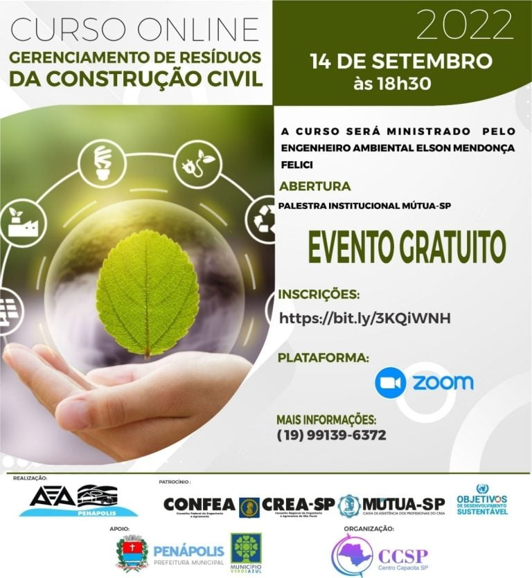 Curso online de gerenciamento de resíduos da construção civil em Penápolis