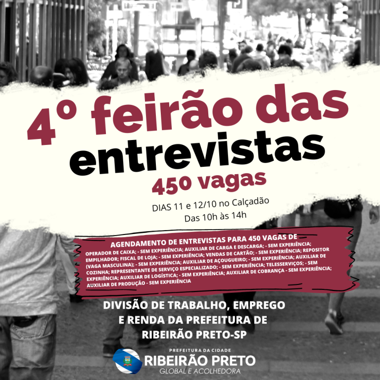 Quer trabalhar? 4º Feirão de Agendamento de Entrevistas tem 450 vagas de emprego para RP