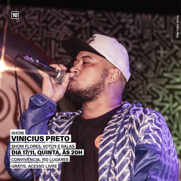 Rapper Vinicius Preto, apresenta o show de “Flores, Votos e Balas”.