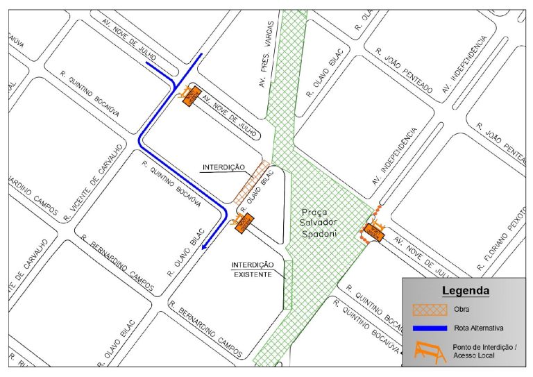 Alerta aos motoristas: Rua Olavo Bilac terá trecho interditado para obra do túnel