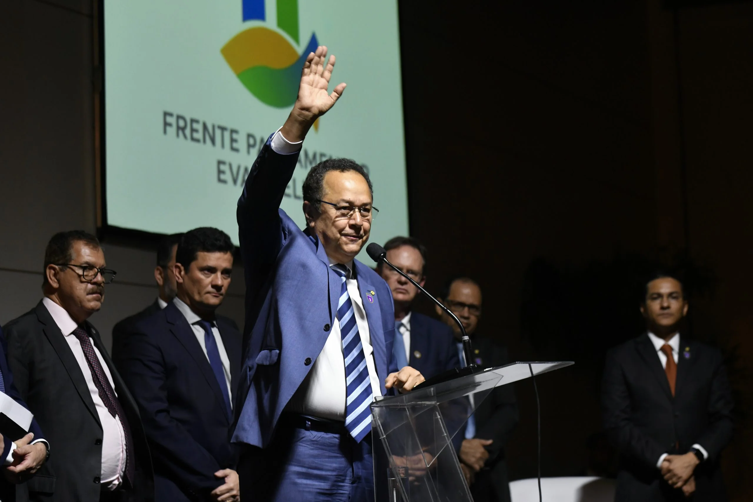 Silas Câmara, líder da bancada evangélica na Câmara, durante a Conferência Nacional da Frente Parlamentar Evangélica do Congresso Nacional | Foto: Mateus Bonomi/Folhapress