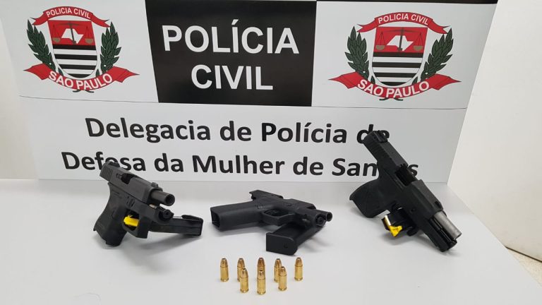Armas usadas para homem agredir a esposa são apreendidas em Santos