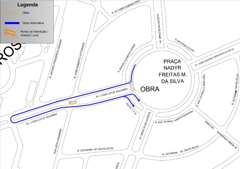 Novo trecho interditado da Rotatória do Novo Mercadão
