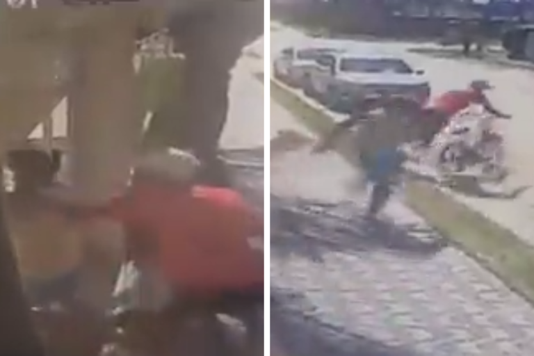 VÍDEO – Bandido rouba corrente de vítima e é perseguido