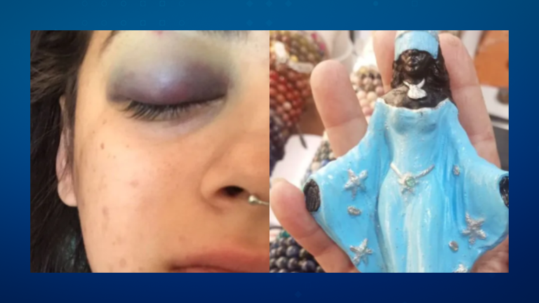 No Guarujá homem atira imagem religiosa em mulher para “libertá-la” de maus espíritos