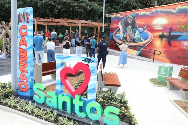 Nova praça na Área Continental de Santos vira o “point” dos moradores