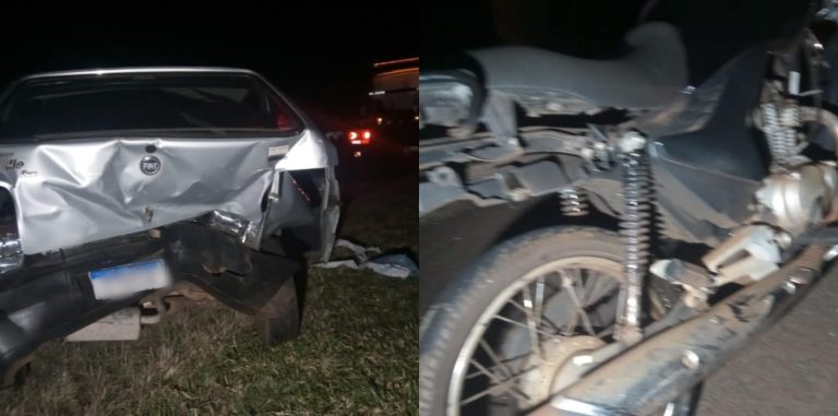 Três ficam feridos após acidente envolvendo dois carros e moto em RP