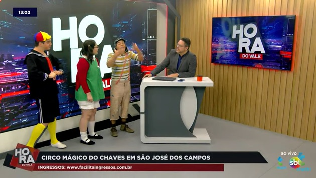 Turma do Chaves invade estúdio da Hora do Vale