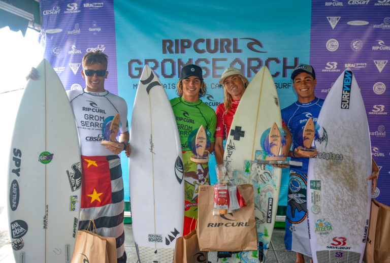 Yuri Barros e Luara Mandelli vencem a segunda etapa do CBSurf Rip Curl Grom Search no Guarujá