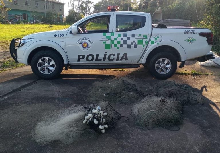 Polícia Ambiental apreende mais de 40 quilômetros de rede de pesca no Litoral