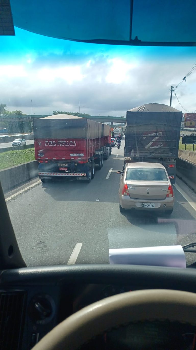 Caminhoneiros autônomos realizam protesto em Santos