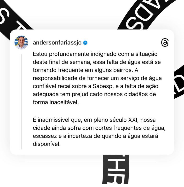 prefeito de sjc reclama da falta de água