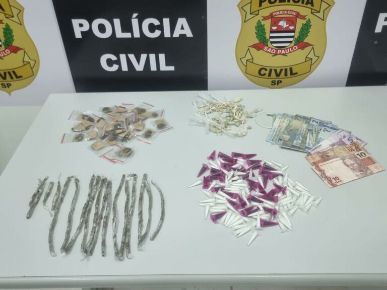 Homem é preso e adolescente é apreendido com centenas de porções de drogas em Praia Grande