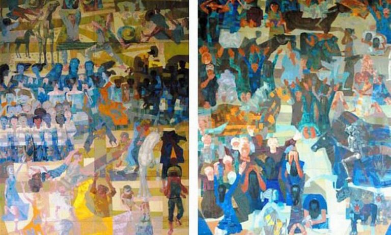 Detalhe dos painéis "Guerra e paz", de Cândido Portinari, instalados na sede da ONU