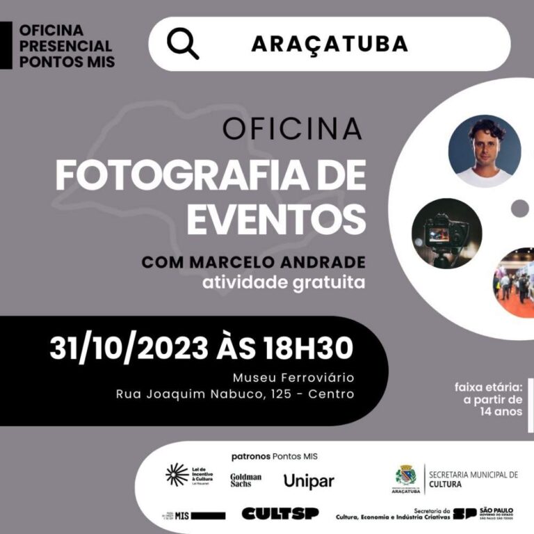 Museu Ferroviário oferece oficina gratuita sobre fotografia de eventos na próxima terça