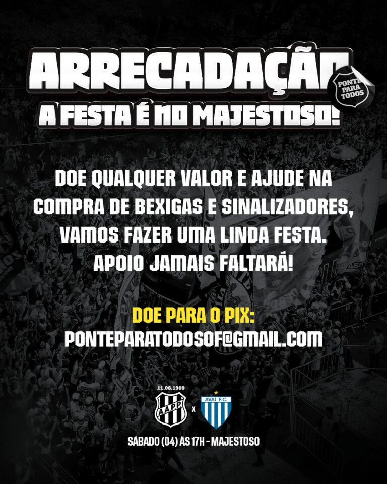 Campanha nomeada "Ponte para todos" é lançada por torcedores