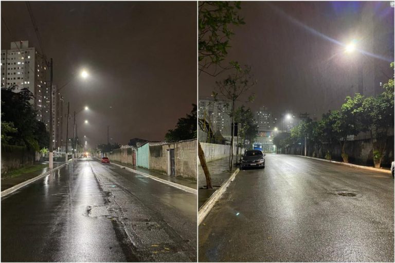 Vias públicas de bairro de Santos contam com iluminação moderna