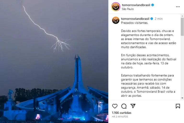 Tomorrowland é cancelado nesta sexta (13) por causa do mau tempo