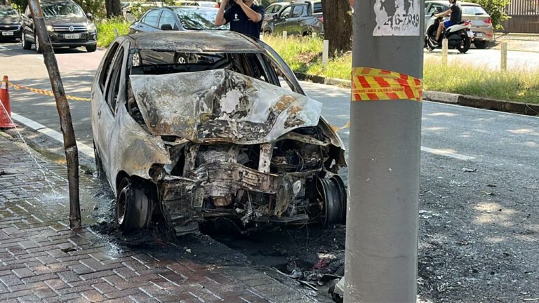 Motorista perde o controle, atinge adega e carro pega fogo em Campinas