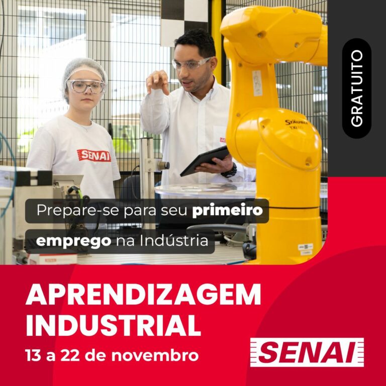 Senai abre vagas para cursos gratuitos de aprendizagem industrial