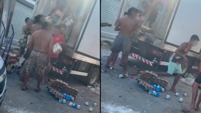 Quadrilha é presa por saquear carga de R$ 5 mil em cidade do litoral; VÍDEO