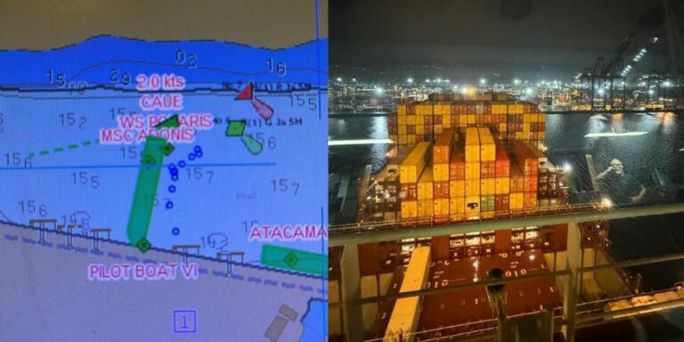 Praticagem de São Paulo evita acidente e reatraca navio atravessado no canal do Porto de Santos